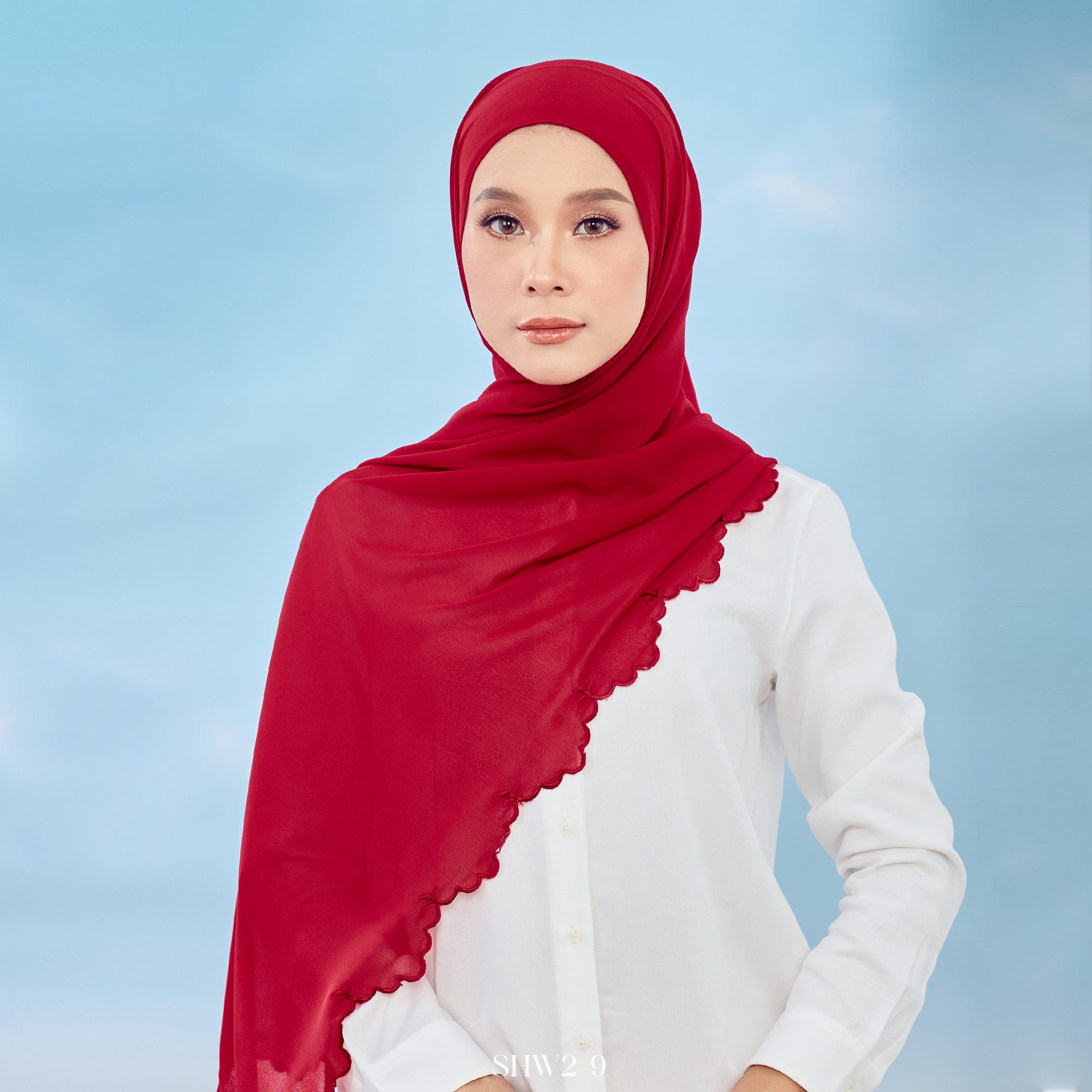 Widuri Shawl in Red Chili (SHW2-9-F) - Image 2