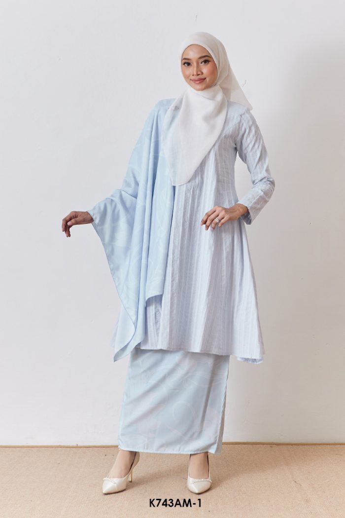 Ameera Kurung With Shawl in Baby Blue (K743AM-1)