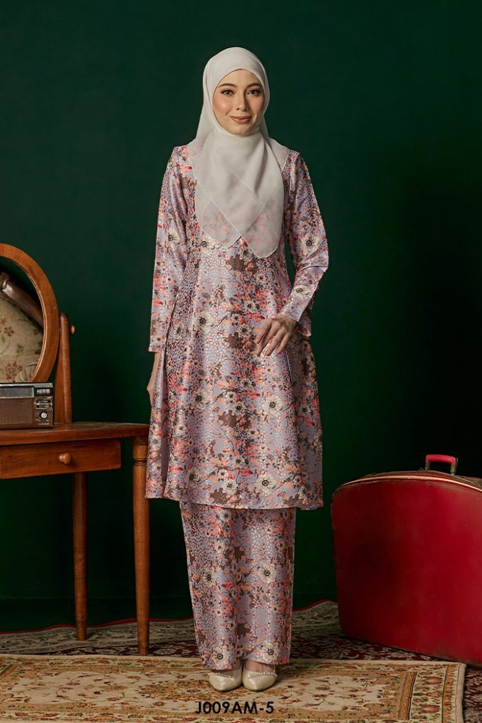 Ameera Kurung in Grey Purple (J009AM-5)