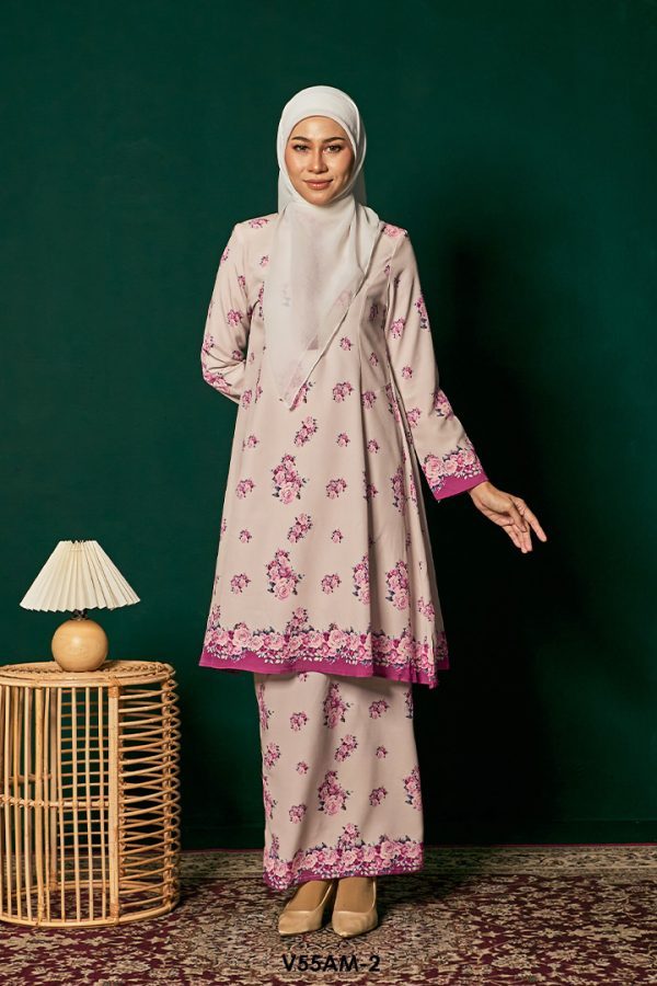 Ameera Kurung 2.0 in Magenta (V55AM-2)