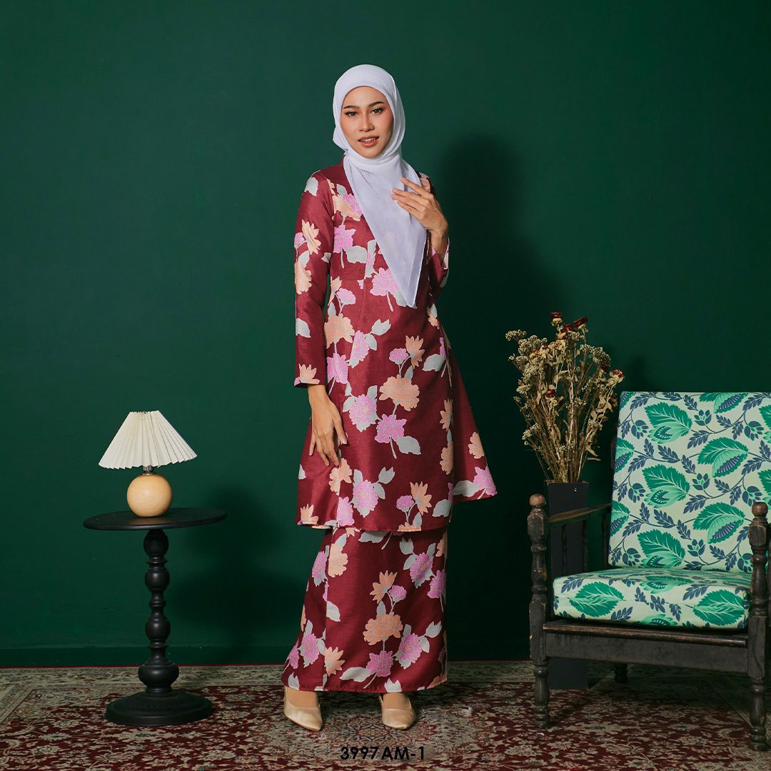 Ameera Kurung in Maroon (3997AM-1) - Image 2