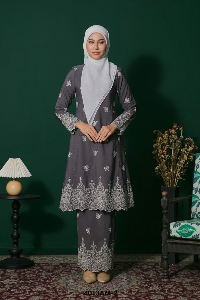 Ameera Kurung in Dark Grey (4013AM-2)