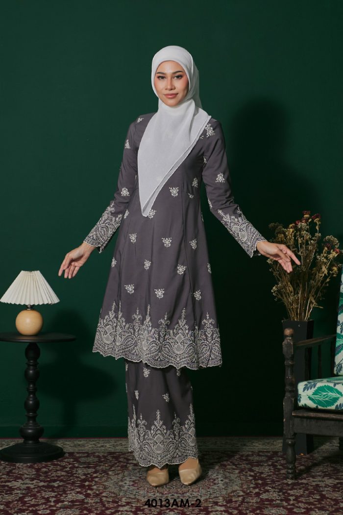 Ameera Kurung in Dark Grey (4013AM-2)