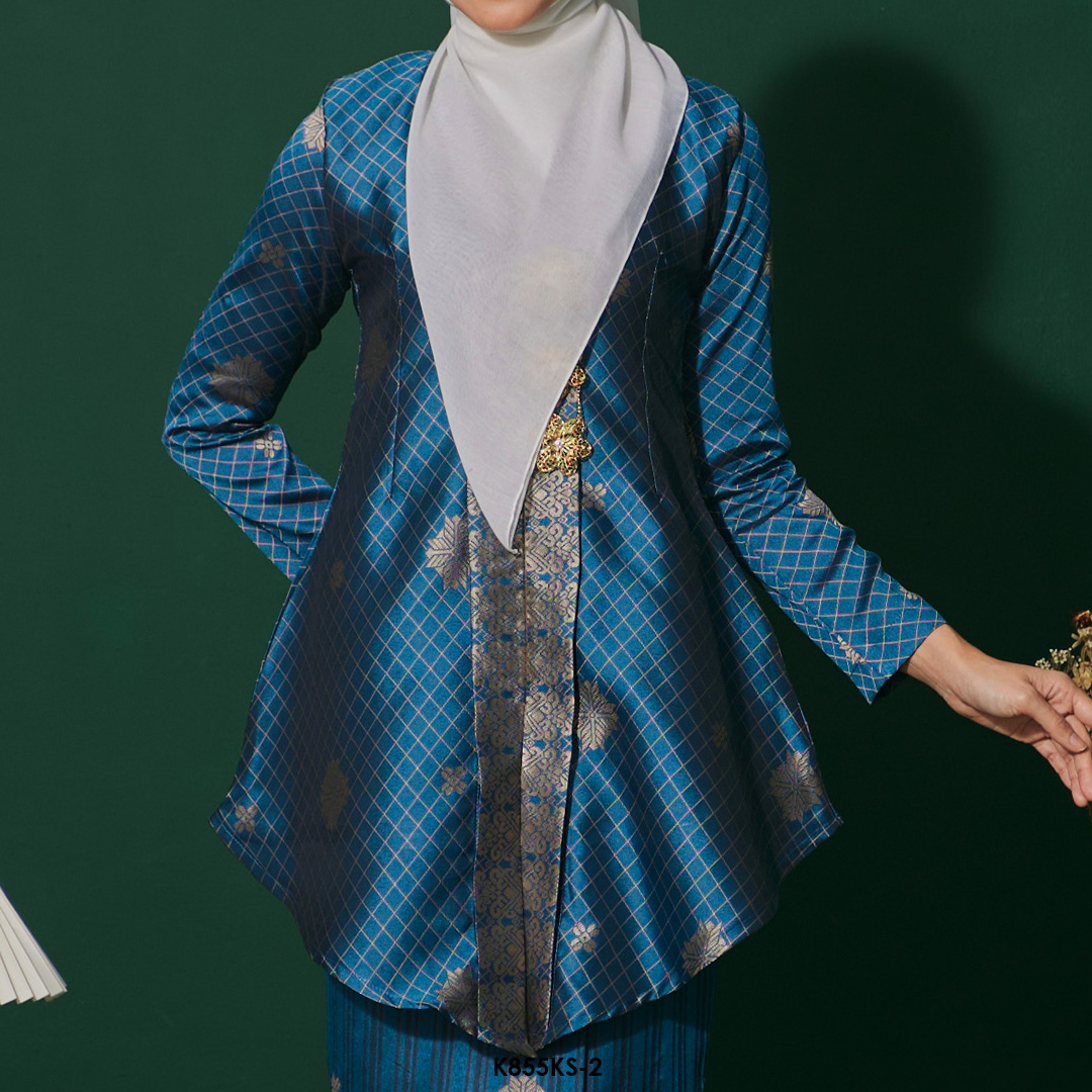 Kebaya Saloma in Teal Blue (K855KS-2) - Image 4