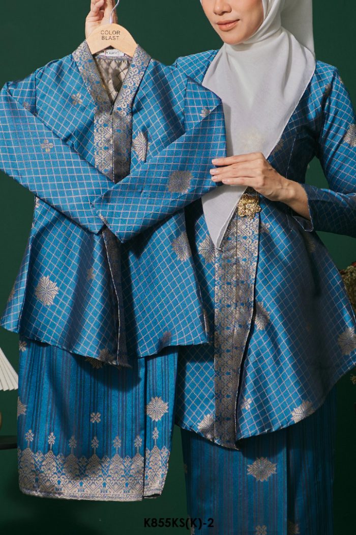 Kebaya Saloma Kids in Teal Blue (K855(K)-2)