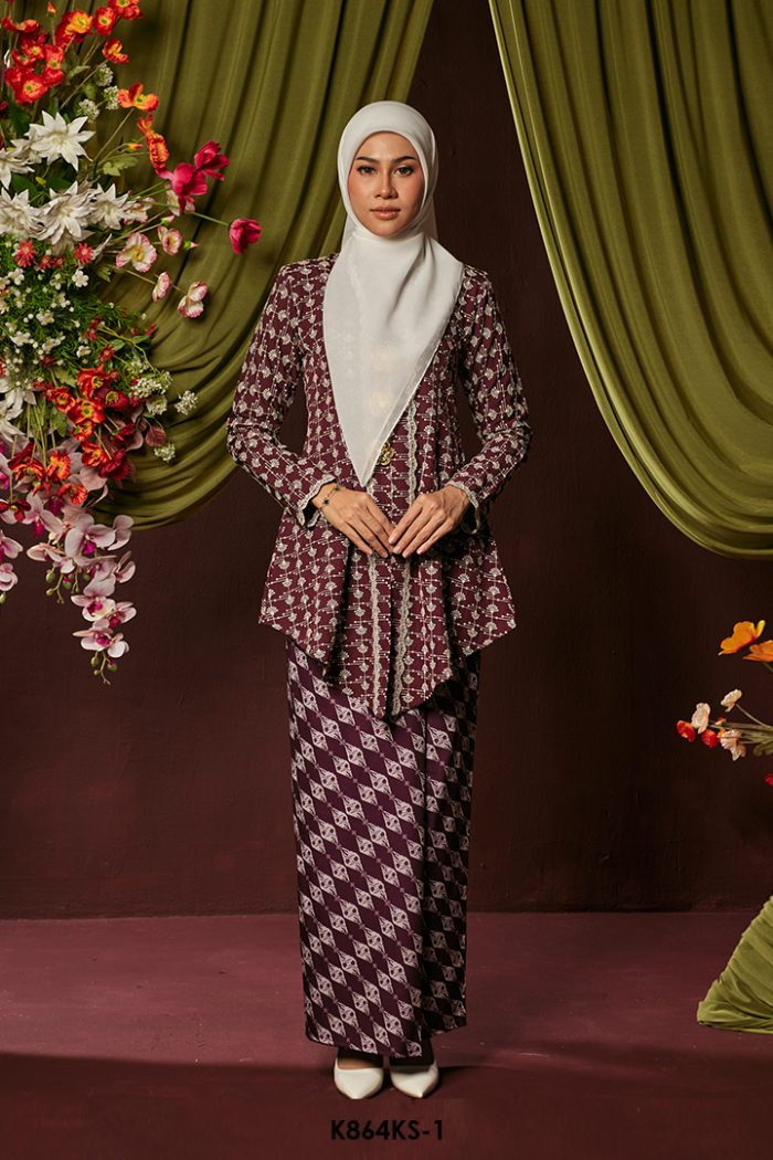 Kebaya Saloma in Burgundy (K864KS-1)