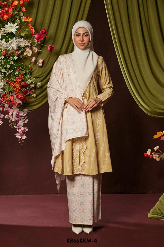 Kebarung Kalthom With Shawl in Muted Yellow (K866KKM-4)