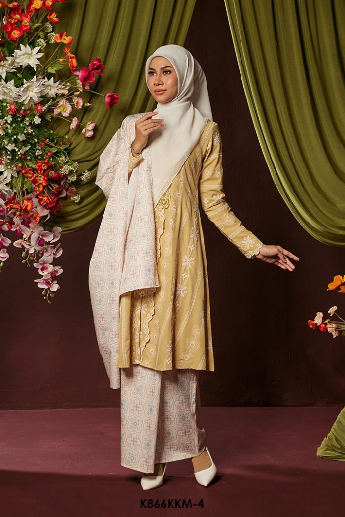 Kebarung Kalthom With Shawl in Muted Yellow (K866KKM-4)