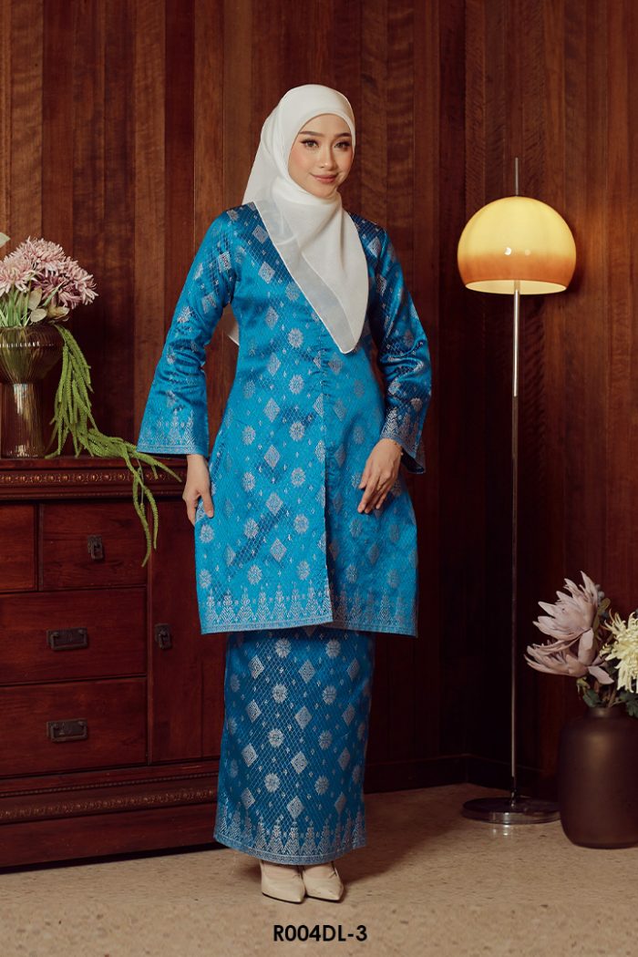 Delima Kurung in Teal Blue (R004DL-3)