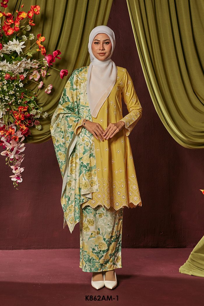 Ameera Kurung With Shawl in Yellow (K862AM-1)