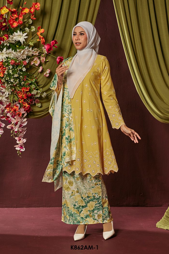 Ameera Kurung With Shawl in Yellow (K862AM-1)