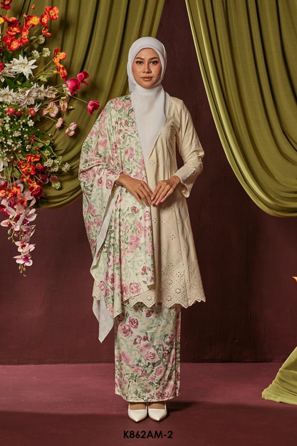 Ameera Kurung With Shawl in Soft Yellow (K862AM-2)