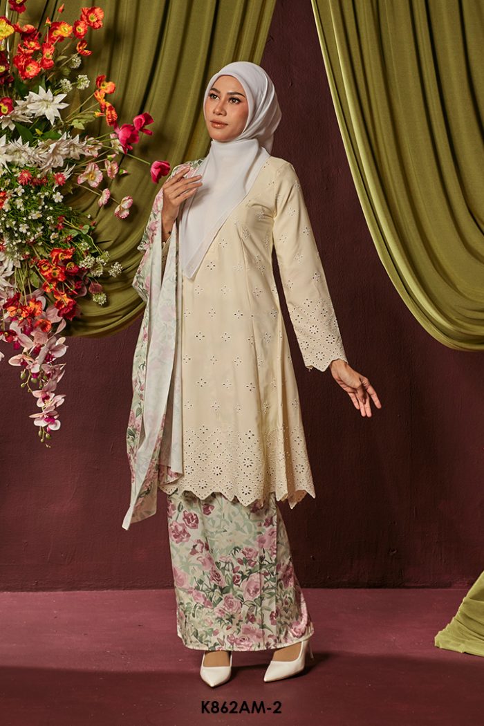 Ameera Kurung With Shawl in Soft Yellow (K862AM-2)