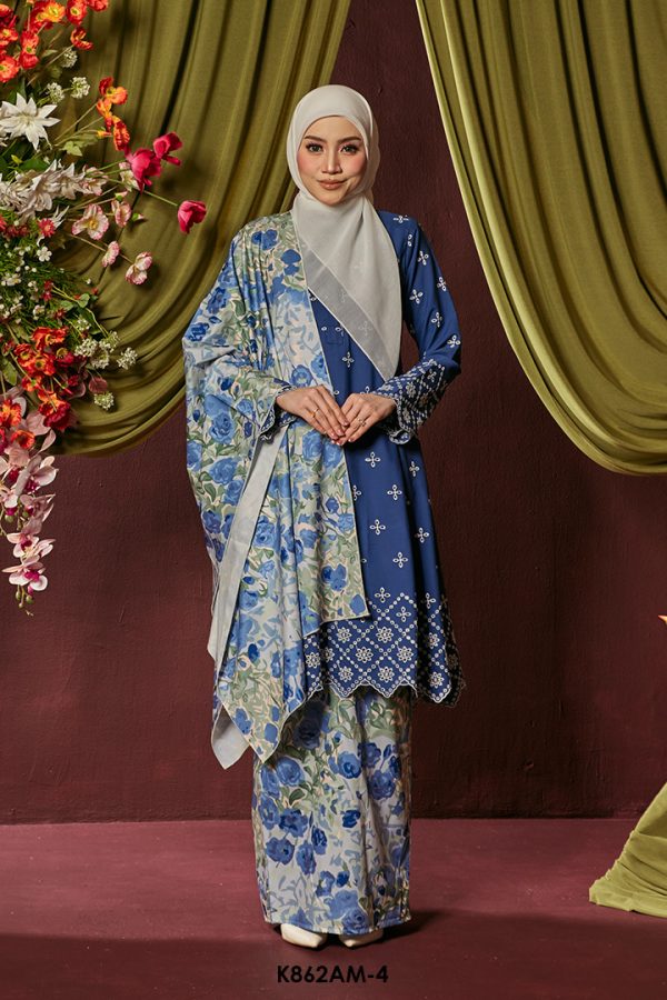 Ameera Kurung With Shawl in Navy Blue (K862AM-4)