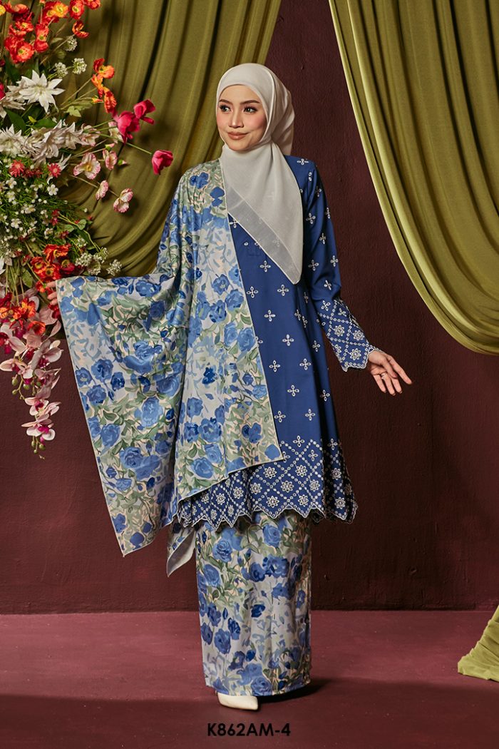 Ameera Kurung With Shawl in Navy Blue (K862AM-4)