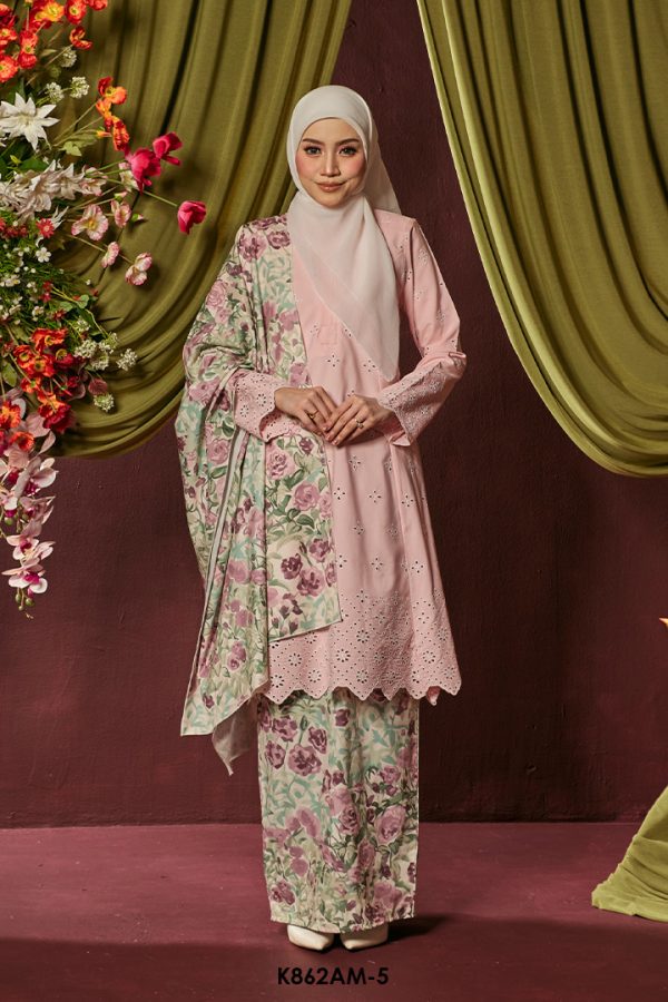 Ameera Kurung With Shawl in Soft Pink (K862AM-5)