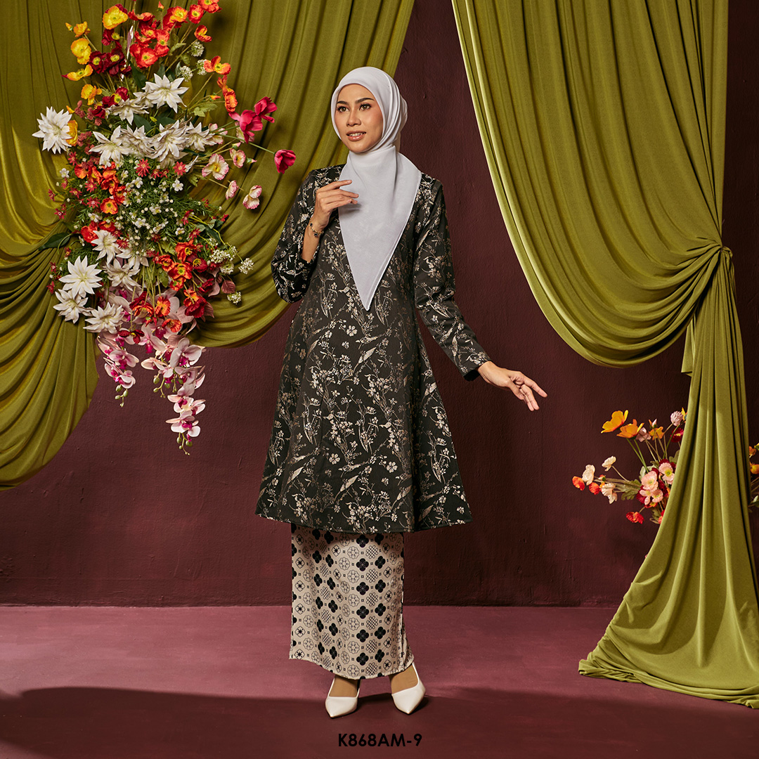 Ameera Kurung in Silver Black (K868AM-9) - Image 2