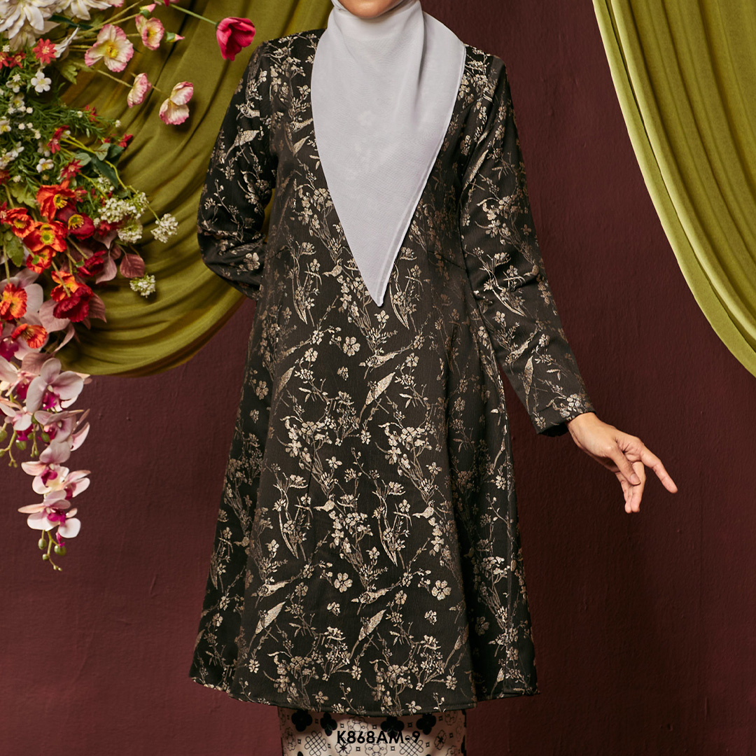 Ameera Kurung in Silver Black (K868AM-9) - Image 4