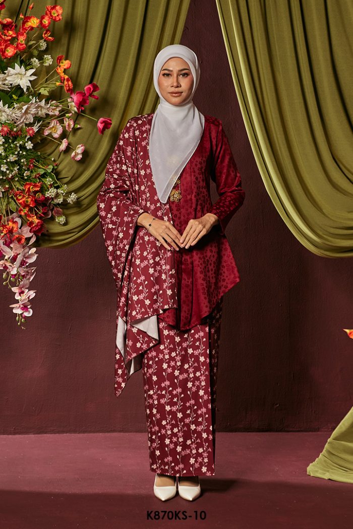 Kebaya Saloma With Shawl in Red (K870KS-10)