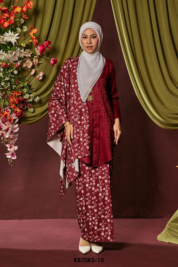 Kebaya Saloma With Shawl in Red (K870KS-10)