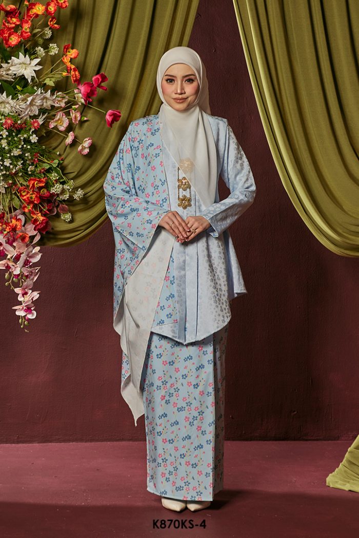 Kebaya Saloma With Shawl in Blue (K870KS-4)