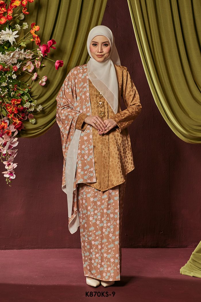 Kebaya Saloma With Shawl in Brown (K870KS-9)