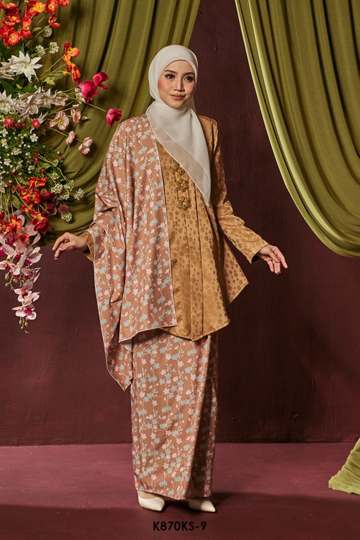 Kebaya Saloma With Shawl in Brown (K870KS-9)