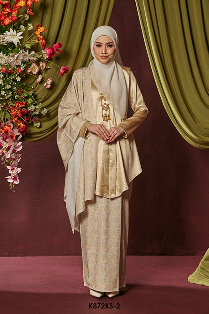 Kebaya Saloma With Shawl in Champagne (K872KS-2)
