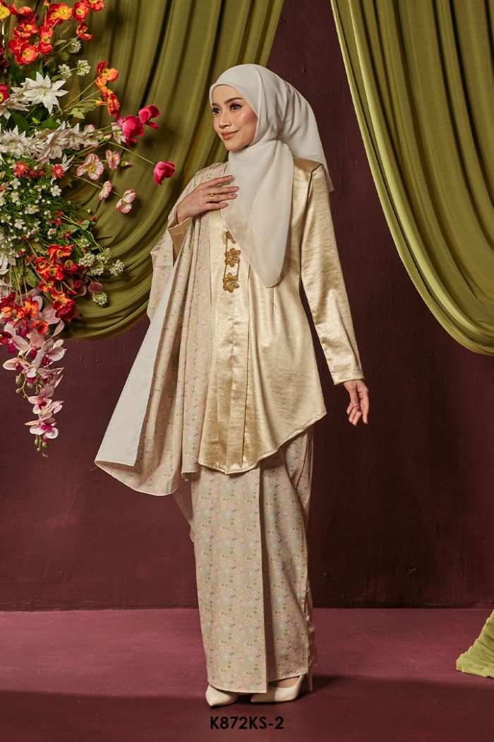 Kebaya Saloma With Shawl in Champagne (K872KS-2)