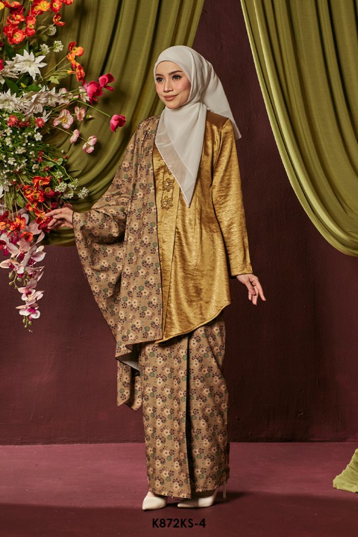 Kebaya Saloma With Shawl in Gold (K872KS-4)