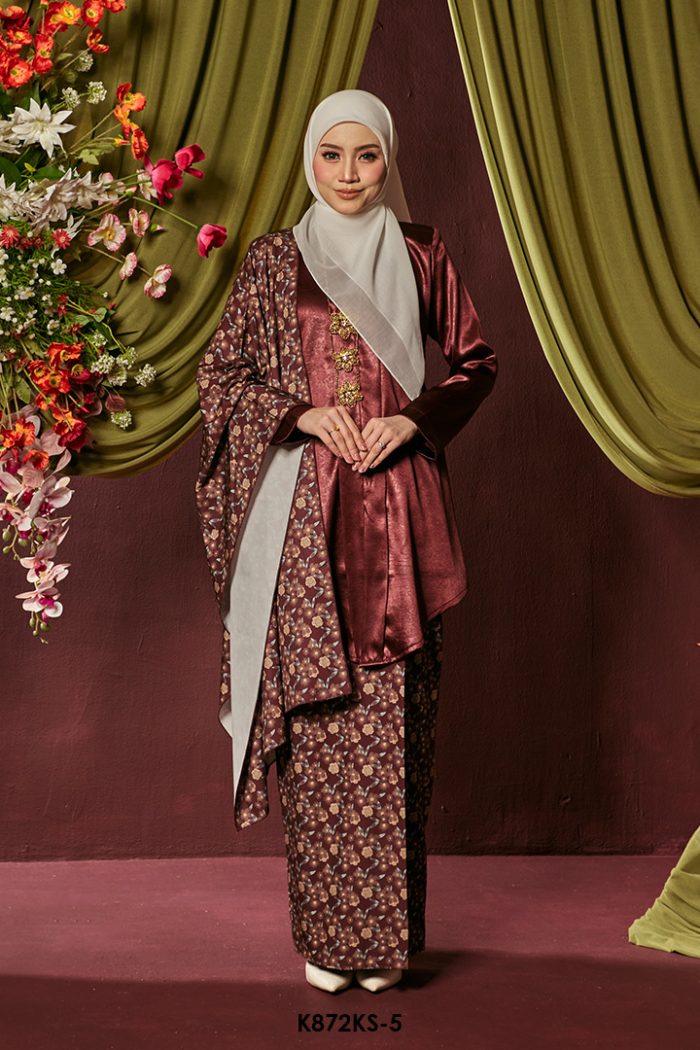 Kebaya Saloma With Shawl in Maroon (K872KS-5)