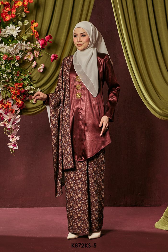 Kebaya Saloma With Shawl in Maroon (K872KS-5)