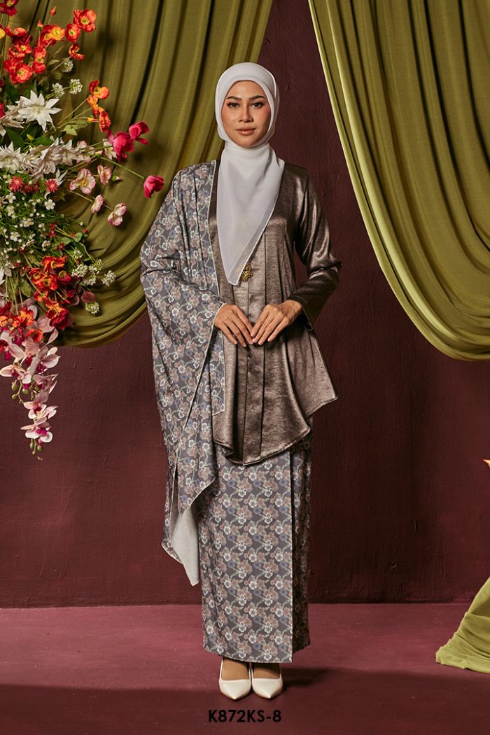 Kebaya Saloma With Shawl in Dark Grey (K872KS-8)