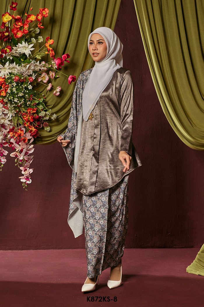 Kebaya Saloma With Shawl in Dark Grey (K872KS-8)