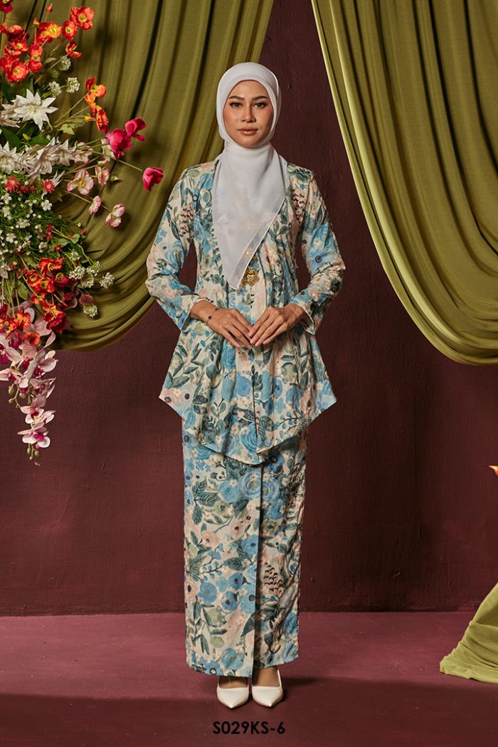 Kebaya Saloma in Ocean Blue (S029KS-6)
