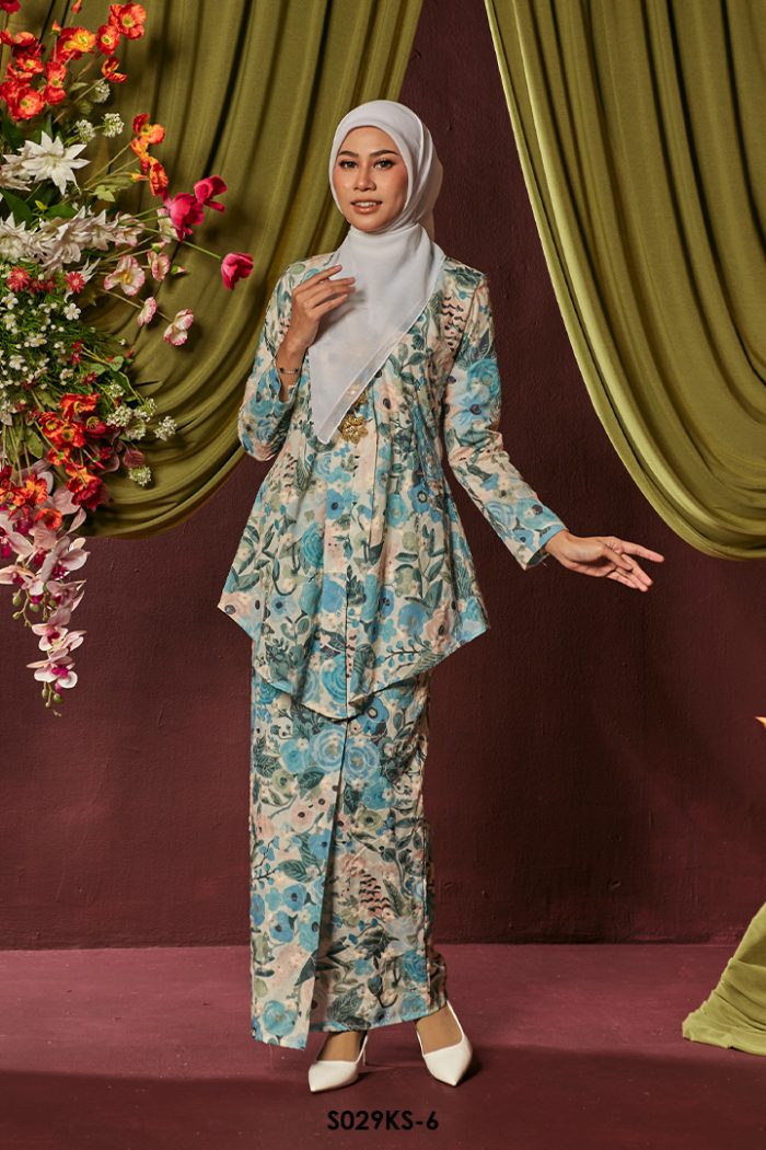 Kebaya Saloma in Ocean Blue (S029KS-6)