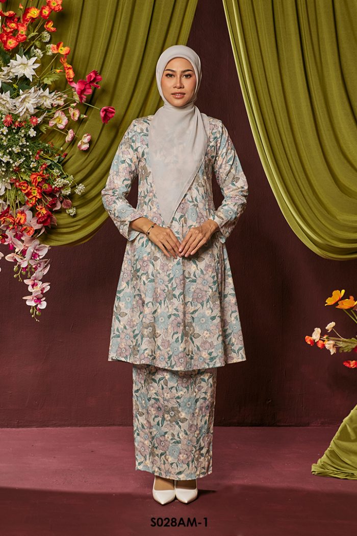 Ameera Kurung in Pink Blue (S028AM-1)