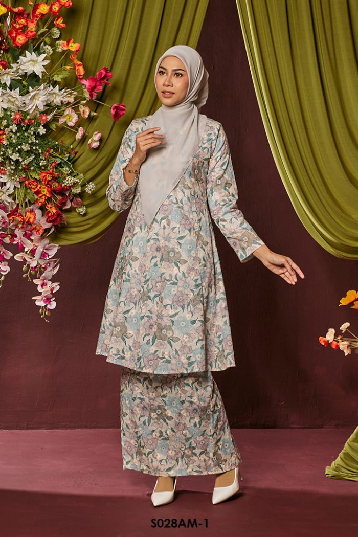 Ameera Kurung in Pink Blue (S028AM-1)