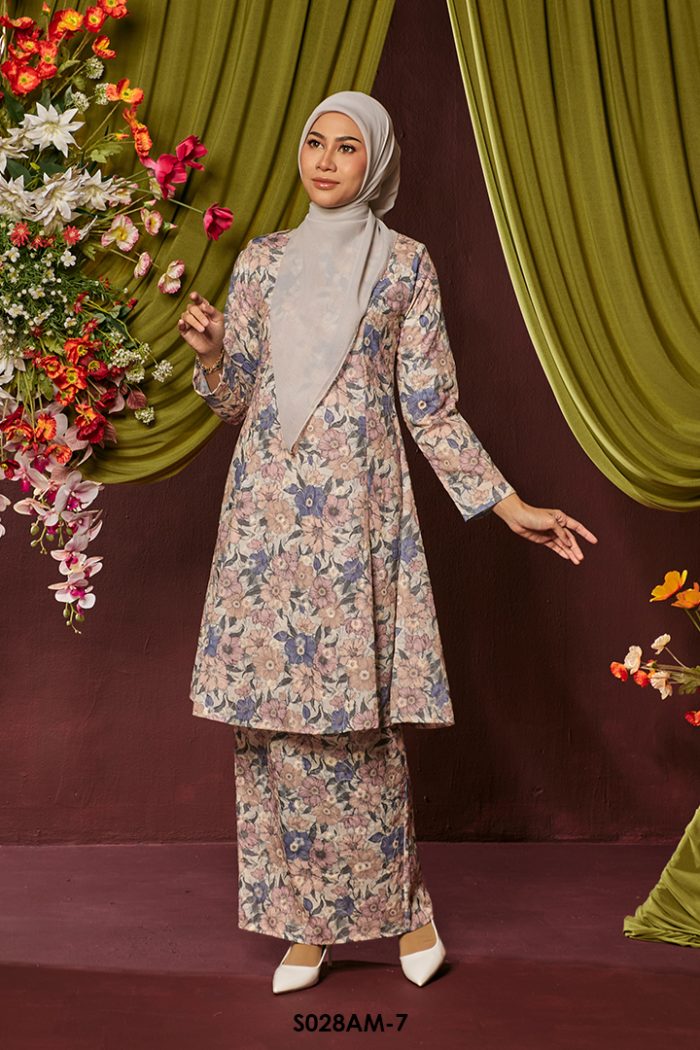 Ameera Kurung in Peach Cream (S028AM-7)