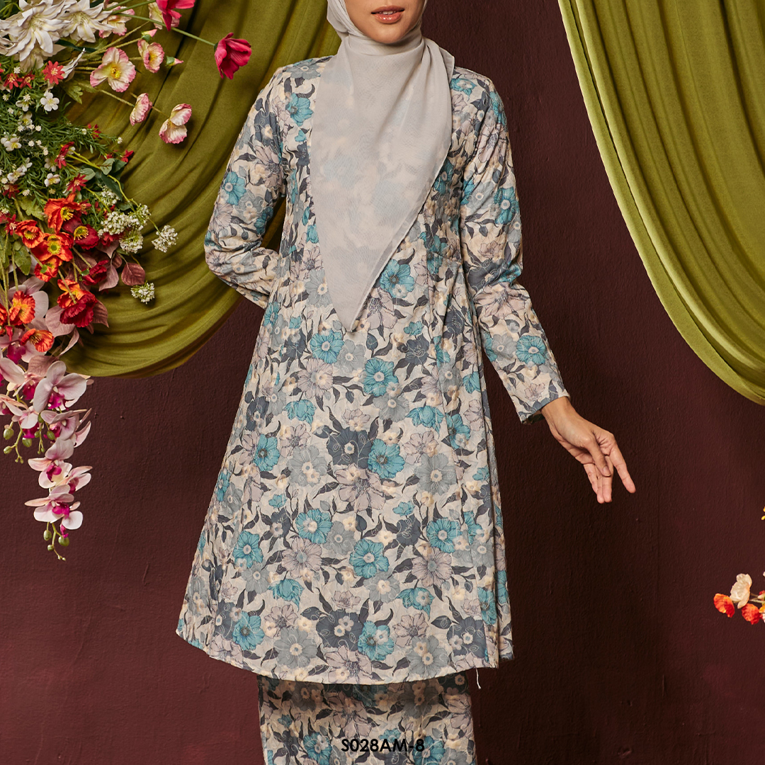 Ameera Kurung in Blue Grey (S028AM-8) - Image 3