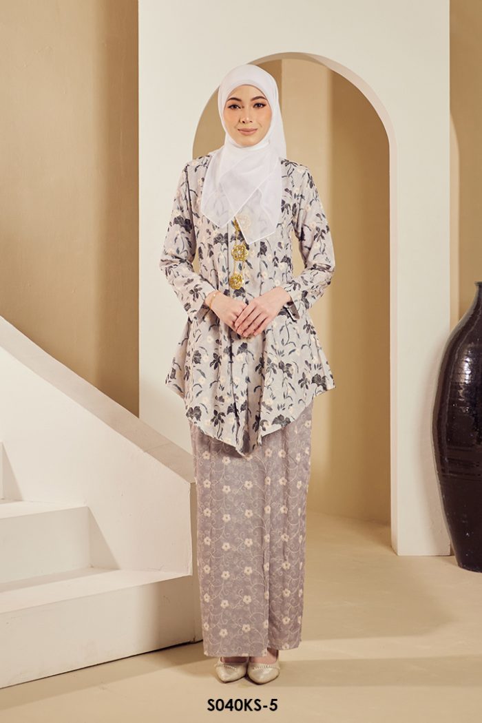Kebaya Saloma in Ash Grey (S040KS-5)