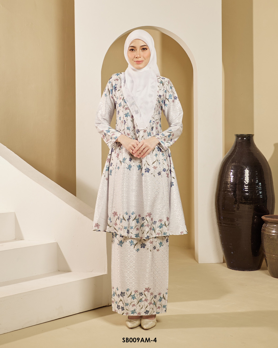 Ameera Kurung in Light Grey (SB009AM-4)