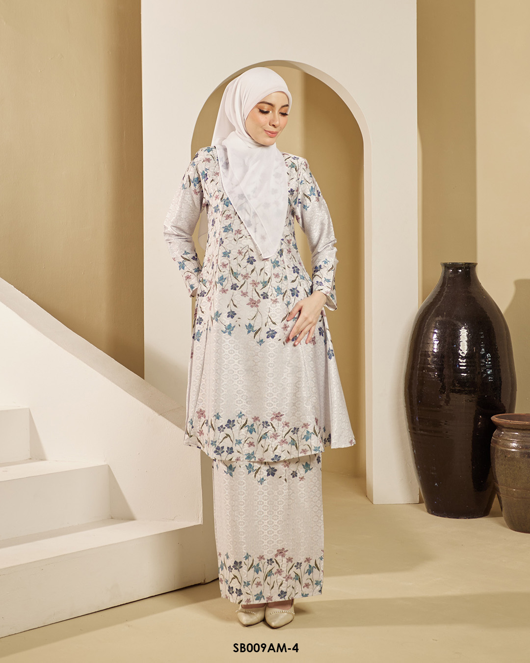 Ameera Kurung in Light Grey (SB009AM-4) - Image 2