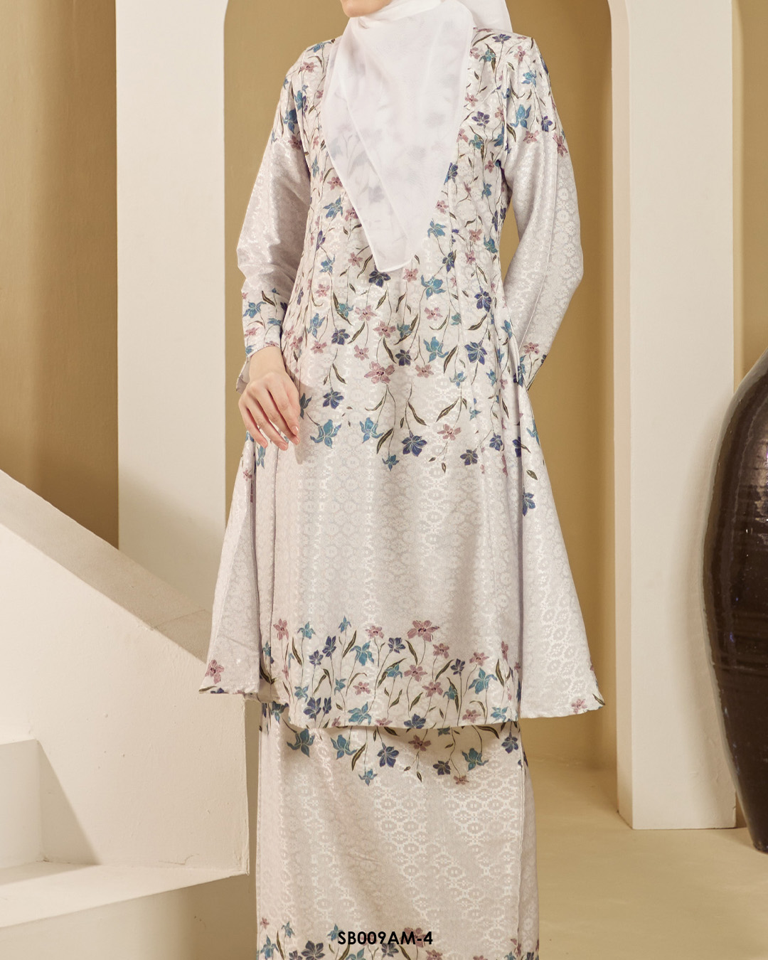 Ameera Kurung in Light Grey (SB009AM-4) - Image 3